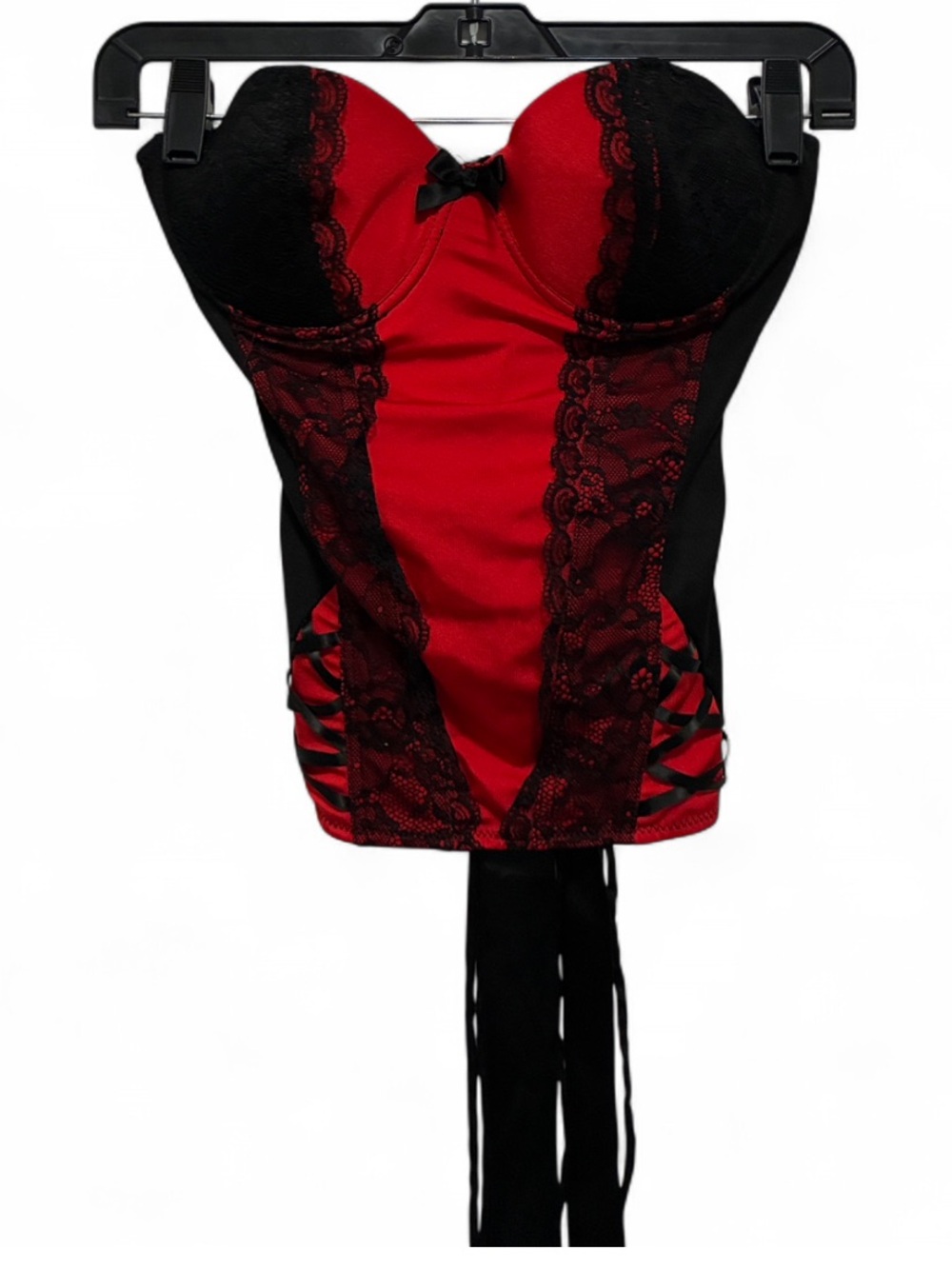 Body Rage Red and Black Lace Bustier Strapless Corset Top